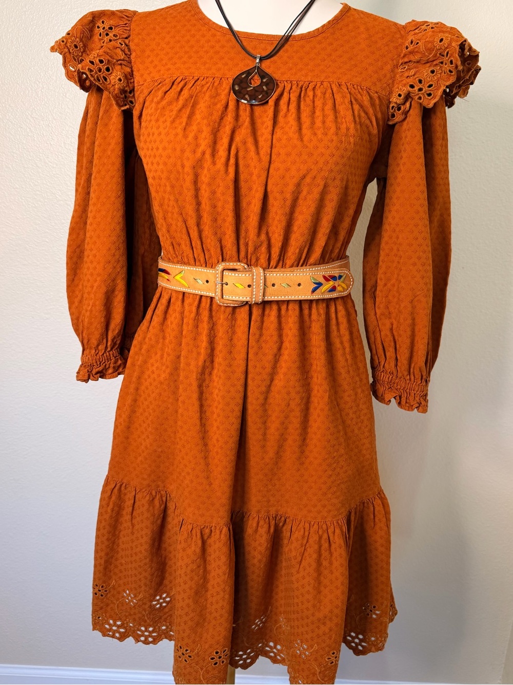 Fall Boho Cottagecore Mini Dress Universal Thread Rust Belt M